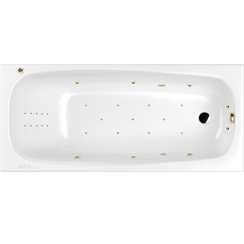 Ванна встраиваемая акриловая Whitecross Layla Slim ULTRA NANO 0122.170075.100.ULTRANANO.GL 170x75 (белый глянцевый, золотой), каркас, слив-перелив