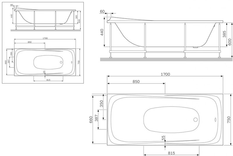 Ванна встраиваемая AM.PM Sensation W30A-170-075W-A 170x75