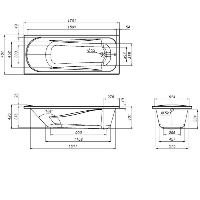 Каркас для ванны AM.PM W76A-170-070W-R