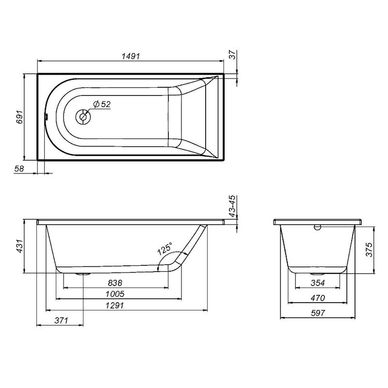 Каркас для ванны AM.PM W72A-150-070W-R2
