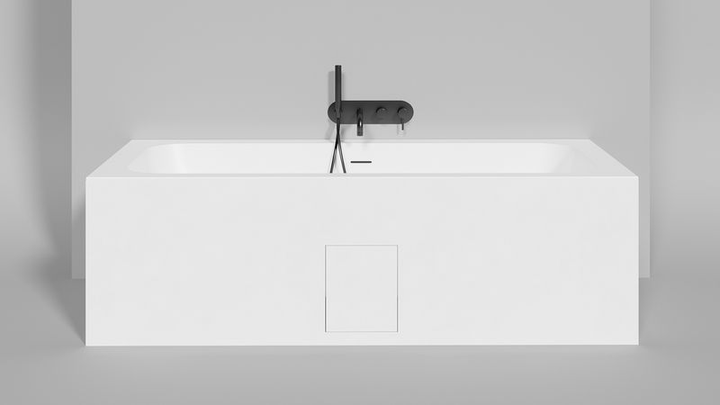 Ванна встраиваемая Salini S-Sense Orlanda Axis Kit 103311GF 191x80.5x60 (покраска RAL полностью, глянцевый), донный клапан, сифон, слив-перелив