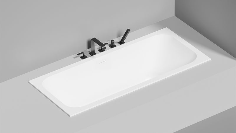 Ванна встраиваемая Salini S-Sense Orlanda Axis Kit 103312M 180x80x60 (белый матовый), донный клапан, сифон, слив-перелив