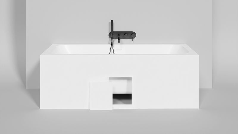 Ванна встраиваемая Salini S-Stone Orlanda Axis Kit 103322M 180x80x60 (белый матовый), донный клапан, сифон, слив-перелив