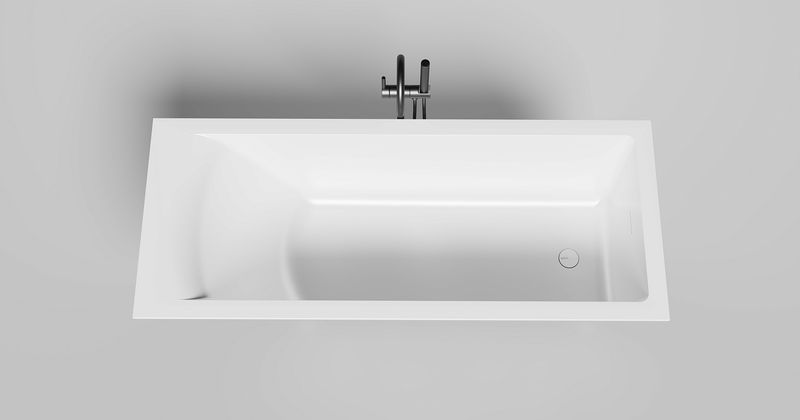 Ванна встраиваемая Salini S-Stone Cascata 104823M 169.8x74.7x60 (белый матовый), донный клапан, сифон, слив-перелив