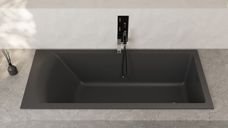 Ванна встраиваемая Salini S-Stone Cascata Kit 104523MF 179.6x79.5x60 (покраска RAL полностью, матовый), донный клапан, сифон, слив-перелив