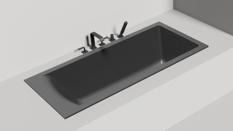 Ванна встраиваемая Salini S-Stone Cascata Kit 104523MF 179.6x79.5x60 (покраска RAL полностью, матовый), донный клапан, сифон, слив-перелив