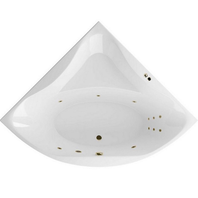 Ванная гидромассажная акриловая Excellent Glamour LINE WAEX.GLA15.LINE.BR 150x150 (белый глянцевый, бронза), каркас, слив-перелив