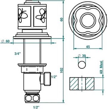Вентиль смесителя для раковины THG Capucine Vert Decor Platine A7E-A02-35 (платина, зеленый, белый)