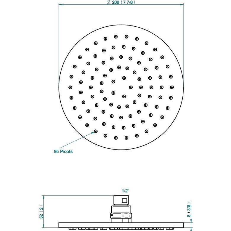 Верхний душ 20 см. THG Nihal Porcelaine Ivoire G00-F30-281EP (золотой)