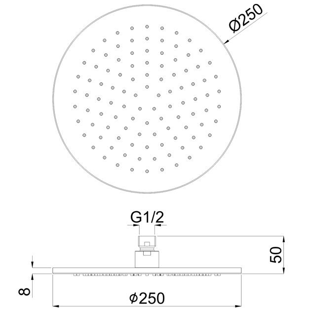 Верхний душ 25x25см., Whitecross Серия Y Y1301AT (оружейный металл PVD)