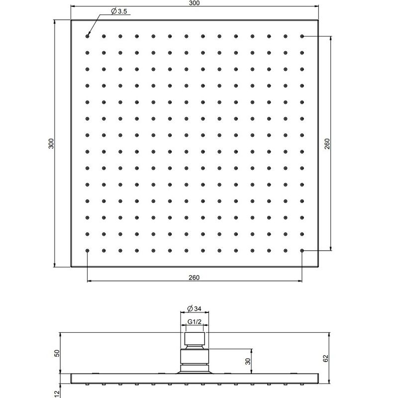 Верхний душ 30х30см Fima Carlo Frattini Soffioni F2216/2SN (никель брашированный)