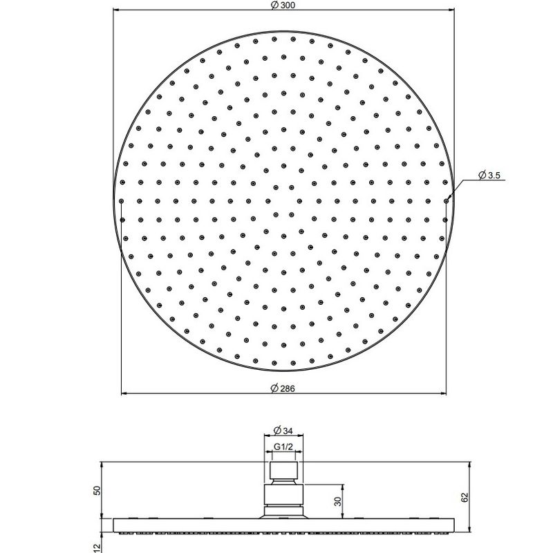 Верхний душ 30х30см Fima Carlo Frattini Soffioni F2224/2NS (черный матовый)