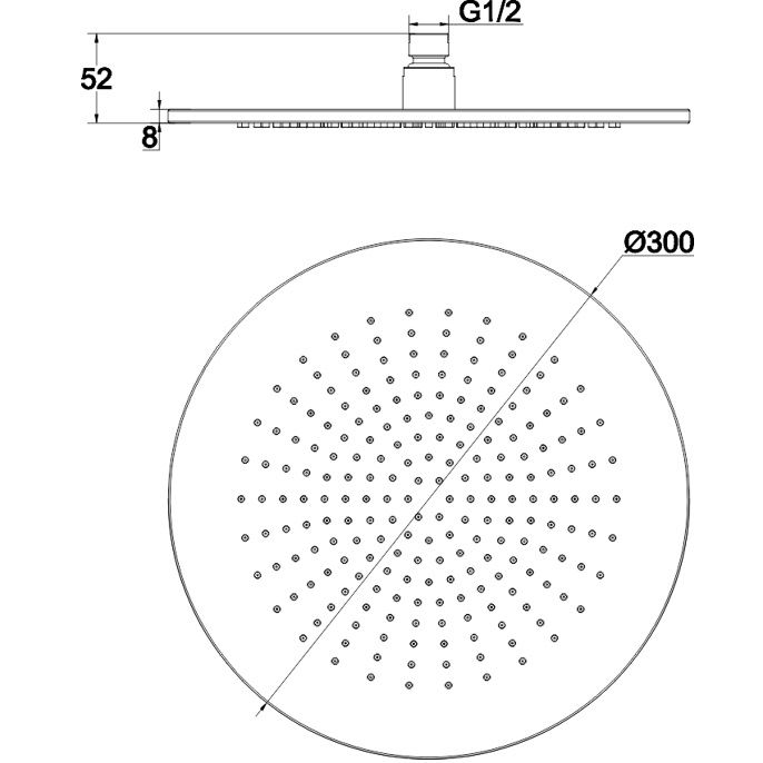 Верхний душ 30x30см., Whitecross Серия Y Y1300NIB (никель брашированный PVD)