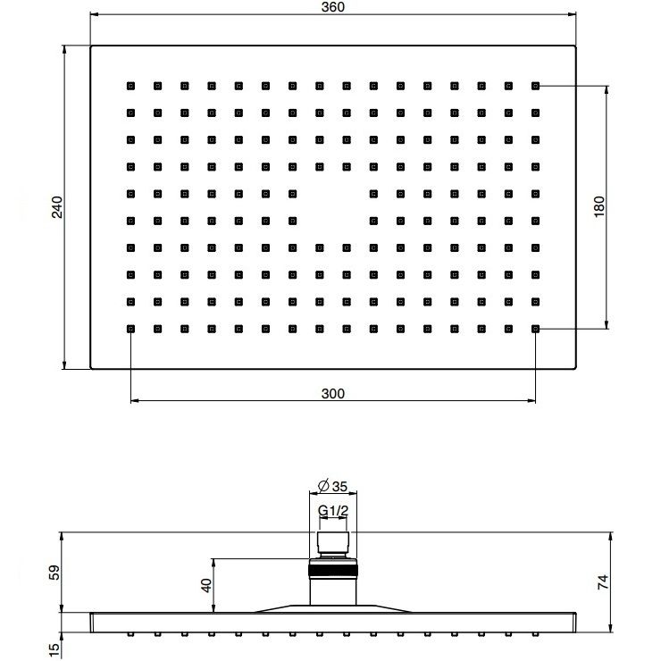 Верхний душ 36х24см Fima Carlo Frattini Soffioni F2795/2CR (хром)