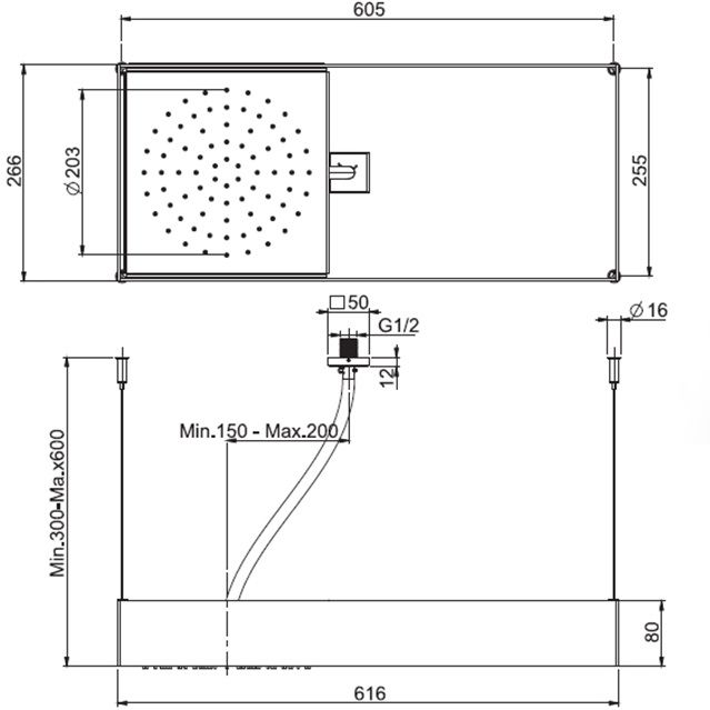 Верхний душ настенный Fima 25.5x25.5 Carlo Frattini Wellness F2993SCR (нержавеющая сталь)