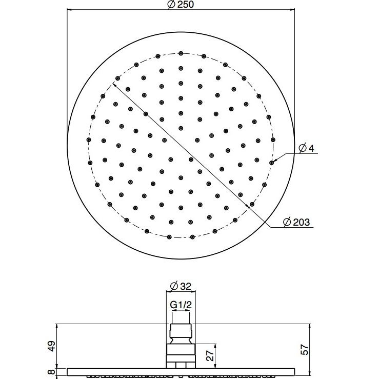 Верхний душ 25х25см Fima Carlo Frattini Soffioni F2621/2OR (золотой)