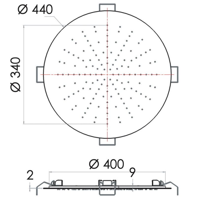 Верхний душ потолочный Remer Inox SS357EFM44 (сталь)