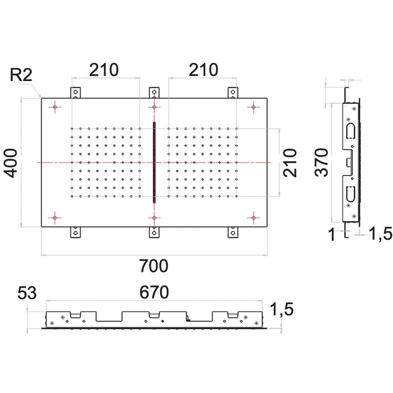 Верхний душ потолочный Remer Inox SS357SFR7040C (сталь)