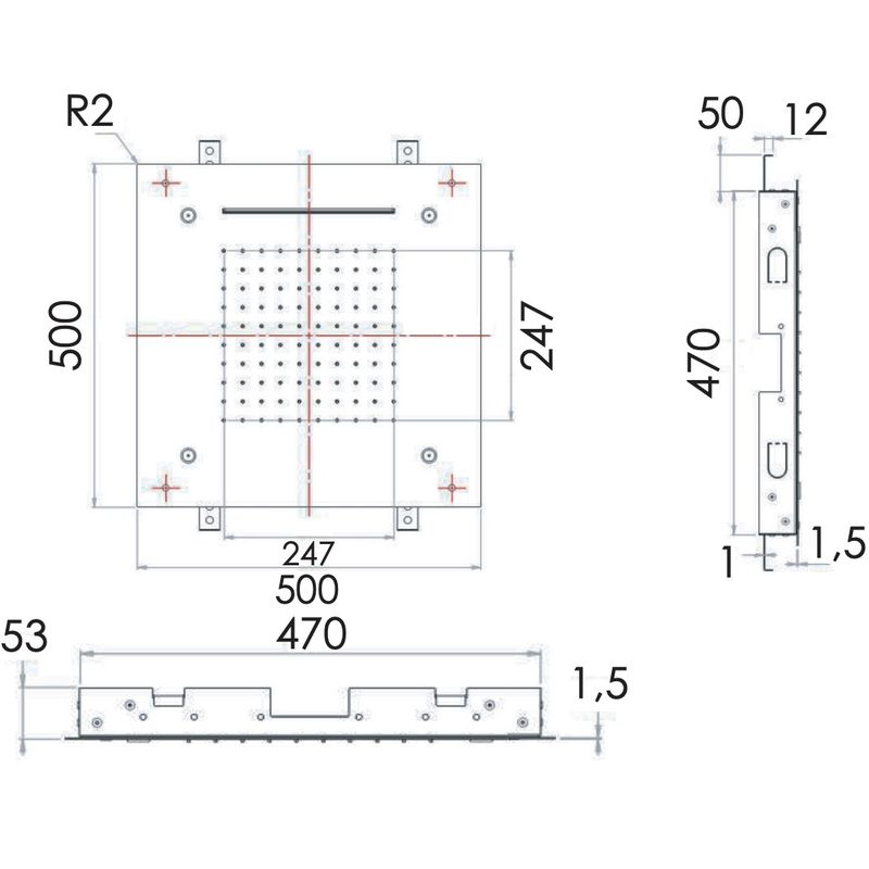 Верхний душ потолочный Remer Inox SS357SFS50NC (сталь)