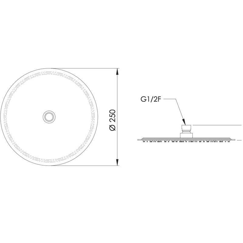 Верхний душ потолочный Remer Inox SS357UFM25X (сталь), с шарнирным соединением