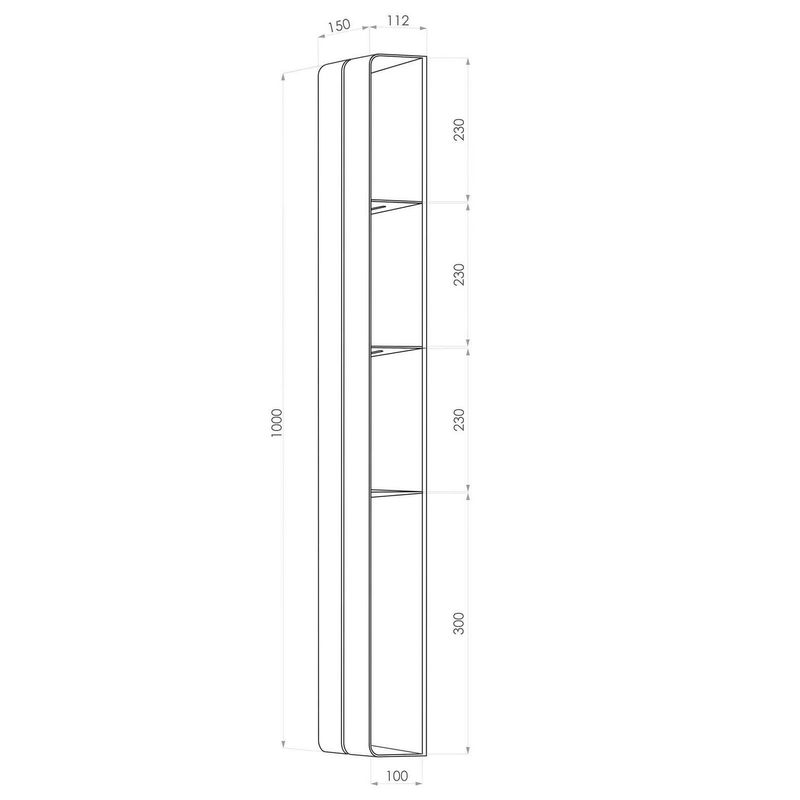 Вертикальная полка Tezza Invis Flex 100 см (черный), ширина 15 см