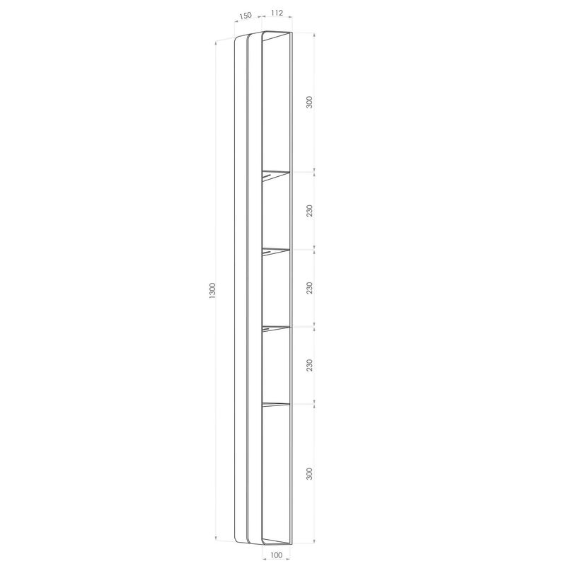 Вертикальная полка Tezza Invis Flex 130 см (черный), ширина 15 см