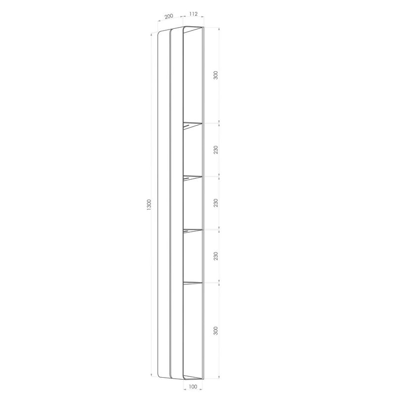 Вертикальная полка Tezza Invis Flex 130 см (черный), ширина 20 см