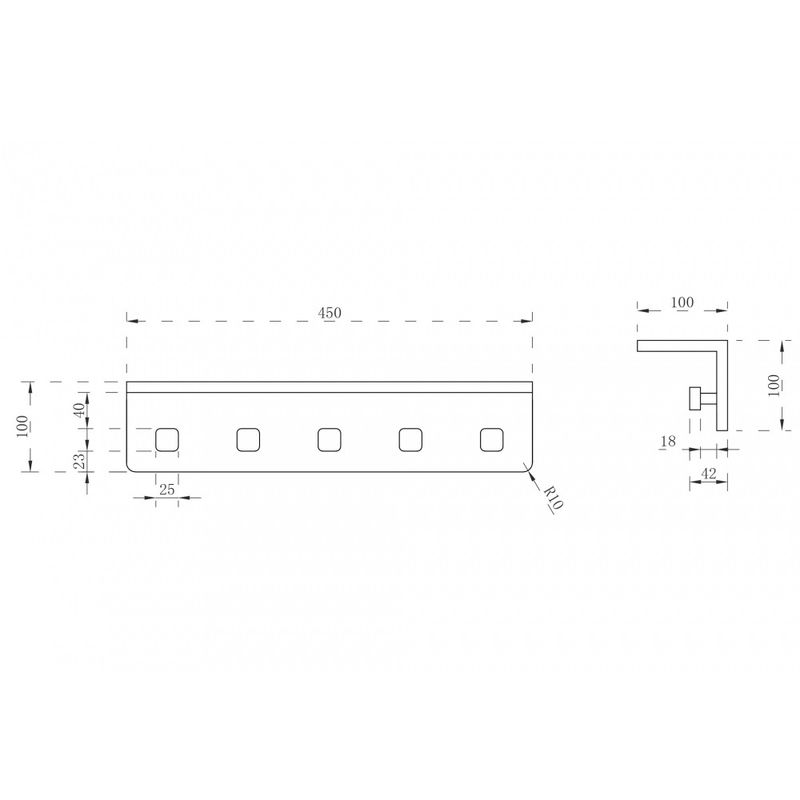 Вешалка с полкой   для ванны Abber Stein AAS1651MB 45x10x10 (черный матовый)