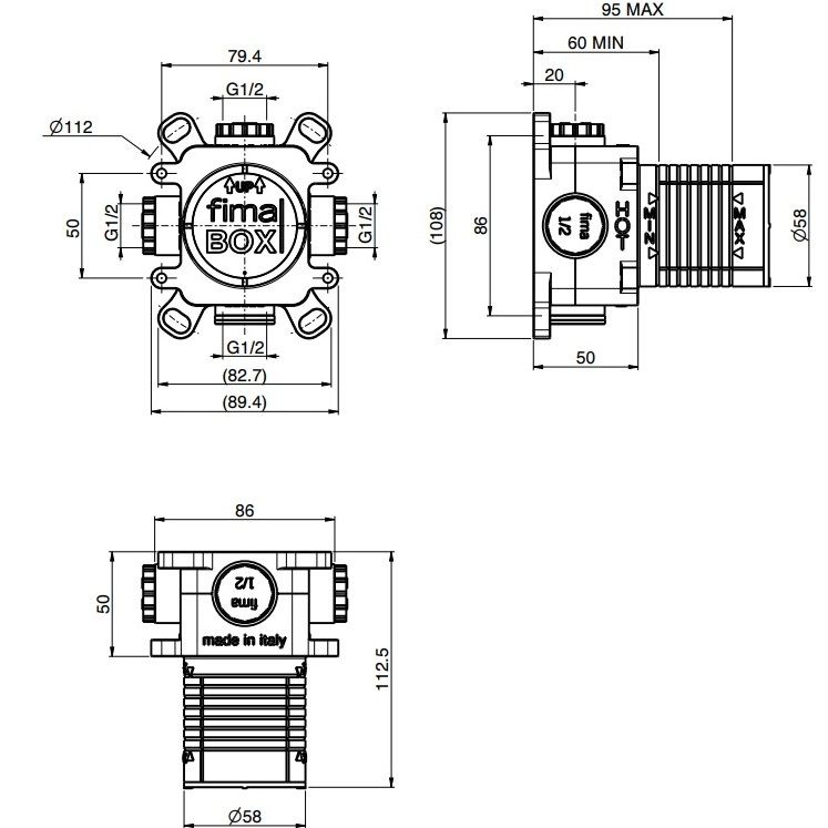 Внутренняя часть для душевого смесителя Fima Carlo Frattini F3050