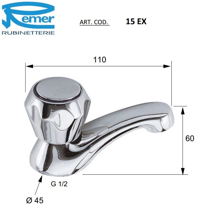 Водоразборный кран Remer Export 15EX (хром)