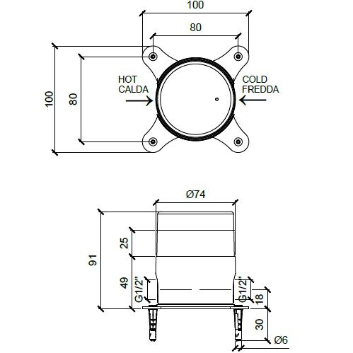Встраиваемая часть напольного смесителя для раковины Almar Mixers E134011