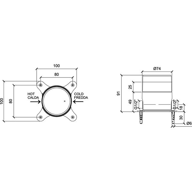 Встраиваемая часть напольного смесителя для ванны Almar Mixers E134009