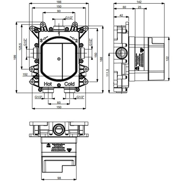 Встроенная часть для термостатов и смесителей, 1,2,3 потребителя Almar E134001