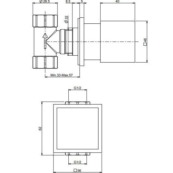 Запорный вентиль Fima Carlo Frattini Fit F3523/1BS (белый матовый), внутренняя часть (F2220) в комплекте