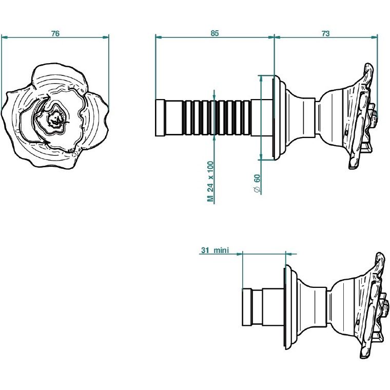 Запорный вентиль THG Rose U5J-F01-30B (золотой)