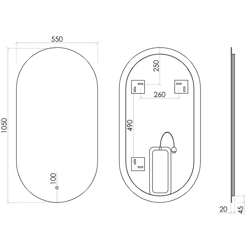 Зеркало Sancos Овал (Oval) OV55C 55х105, с фоновой подсветкой