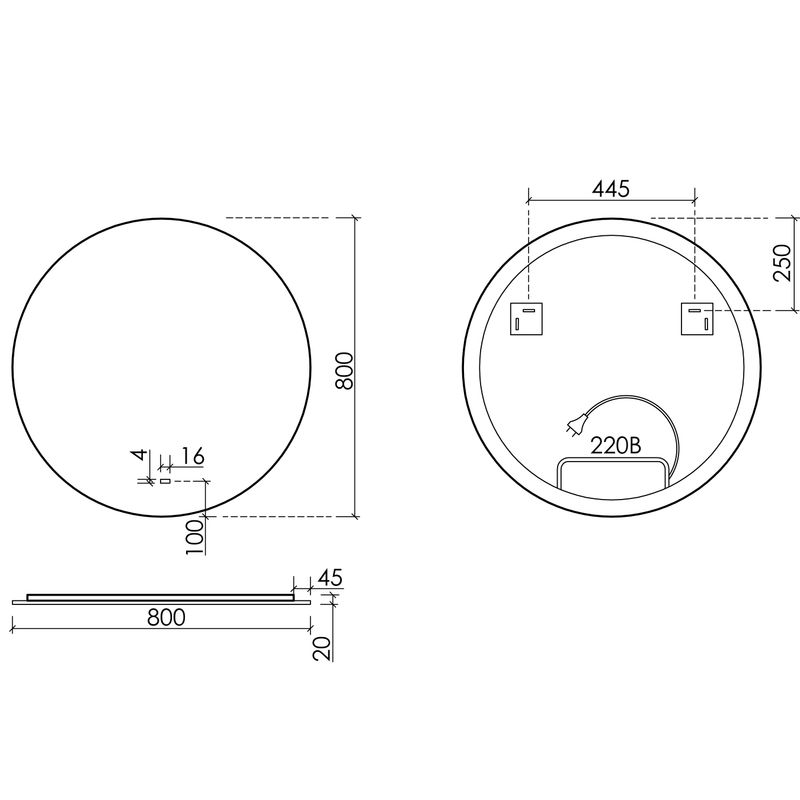 Зеркало Sancos Сфера 2.0 (Sfera 2.0) SF2.800 80 см. с подсветкой