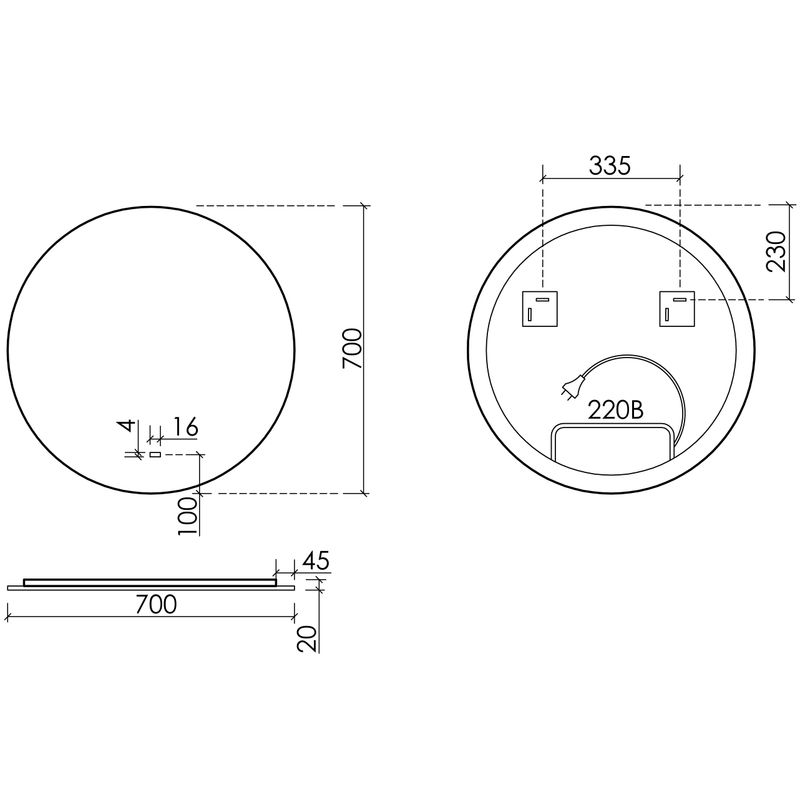 Зеркало Sancos Sfera SF700 70 см. с подсветкой