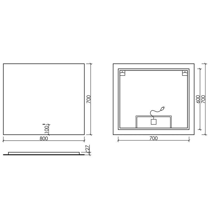 Зеркало Sancos Square 2.0 (Поле 2.0) SQ2.800 80x70 см. с подсветкой