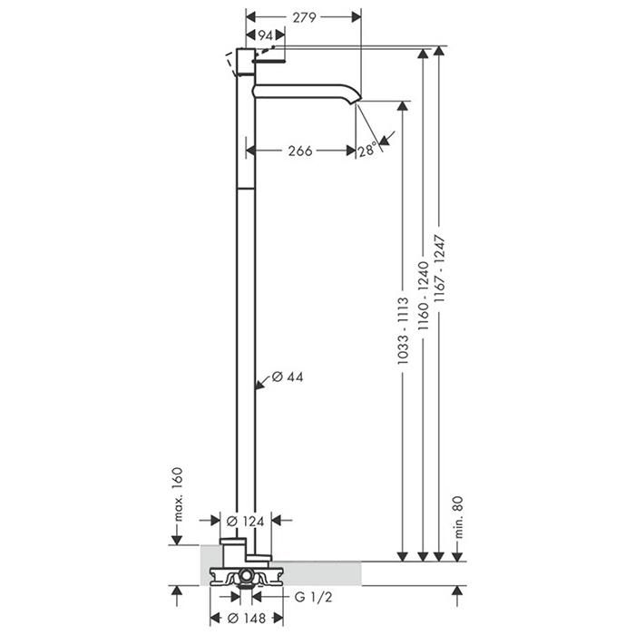 Смеситель для раковины Axor Uno 38037820
