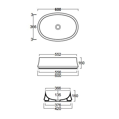 Раковина накладная Simas Sharp SH04bi*0 60х42