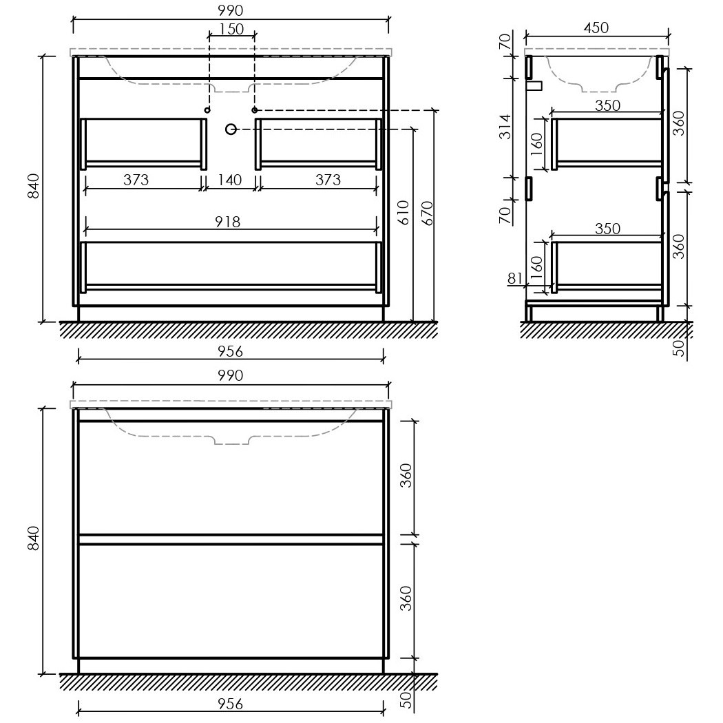 Тумба напольная Sancos Либра напольная (Libra Floor) LB100FECH 99х45х84 (дуб чарльстон)
