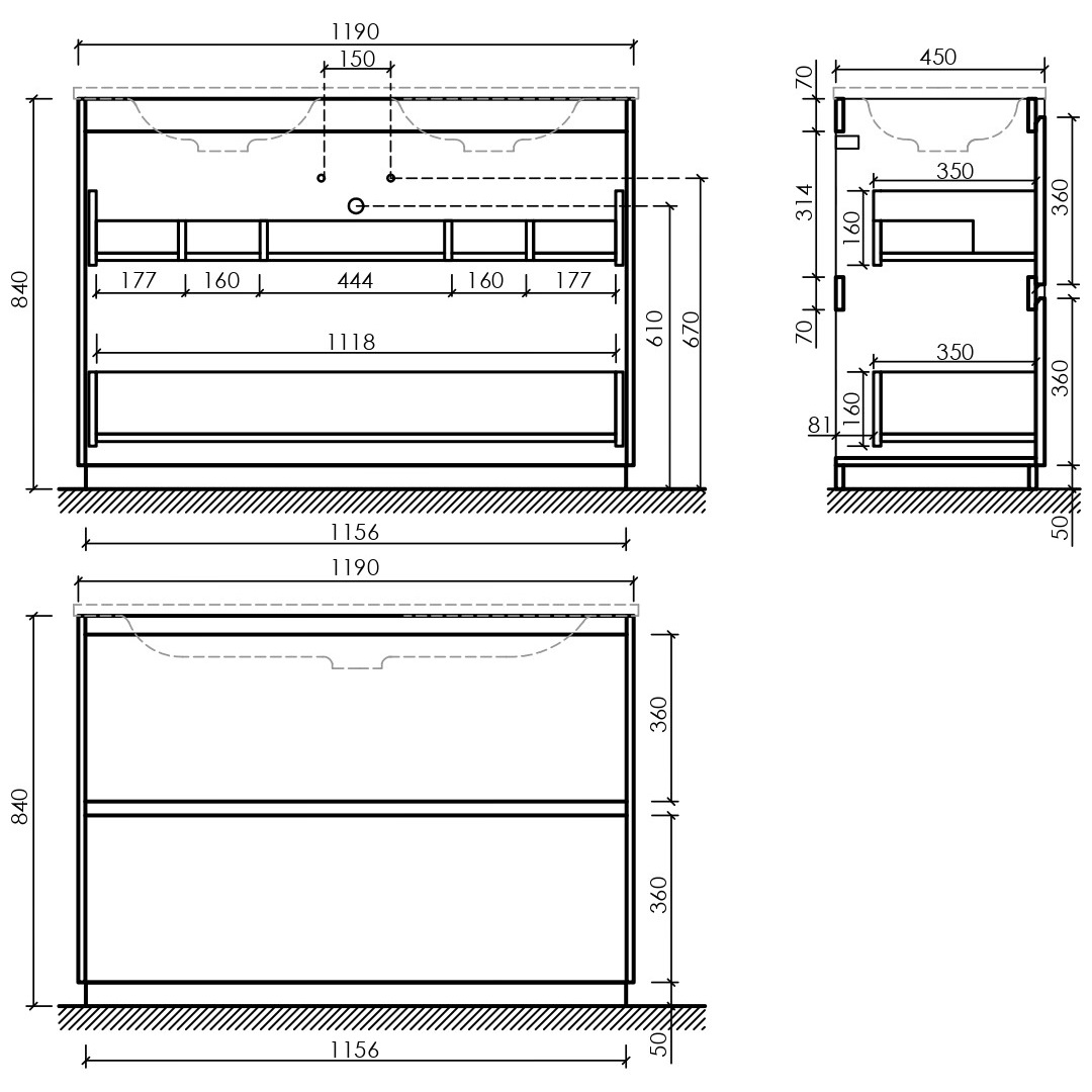 Тумба напольная Sancos Либра напольная (Libra Floor) LB120F-2EG 119х45х84 (дуб галифакс), для двойной раковины