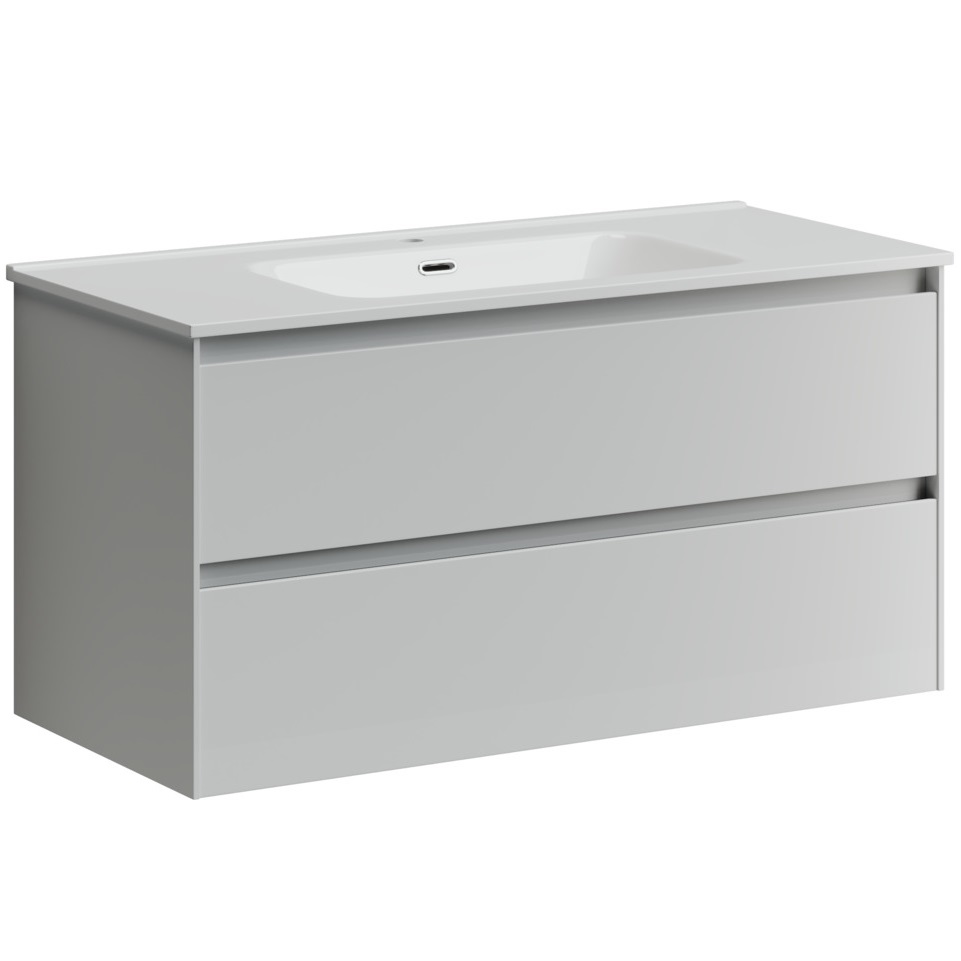 Тумба подвесная Sancos Cento / Сто CN100W 99х45х50 (белый), гялнец