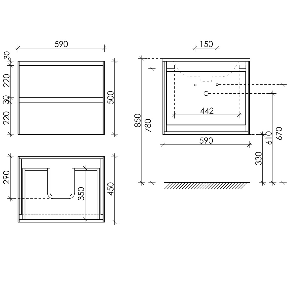 Тумба подвесная Sancos Cento / Сто CN60W 59х45х50 (белый), глянец