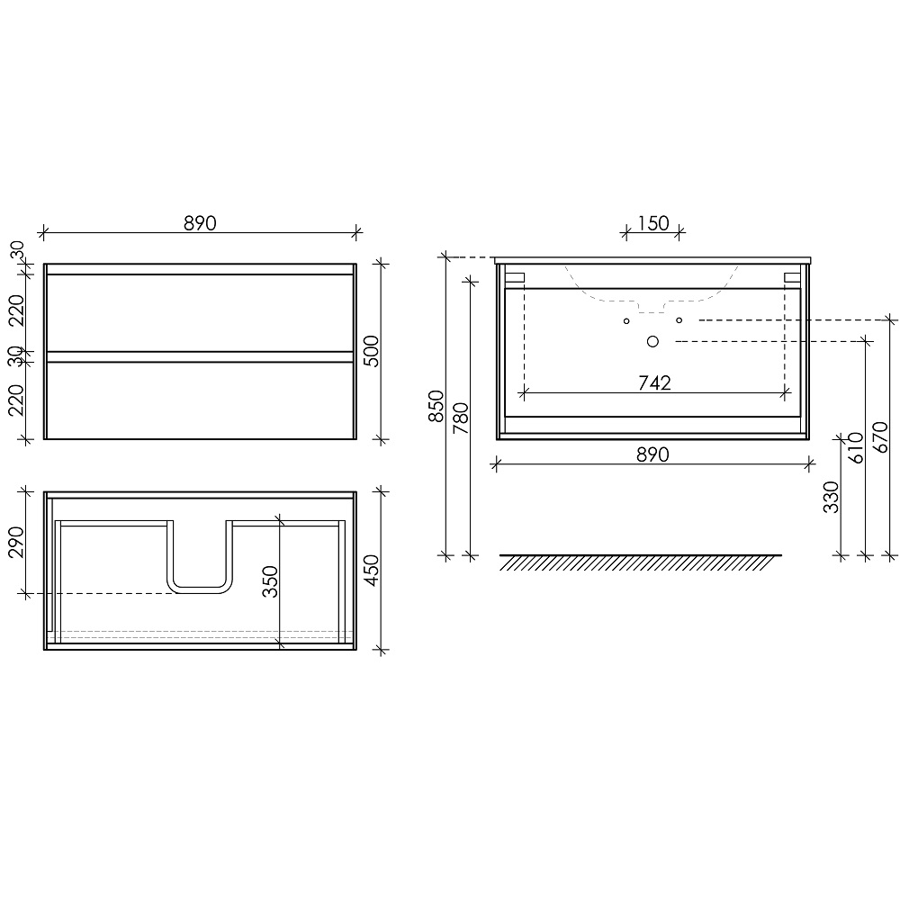 Тумба подвесная Sancos Cento / Сто CN90W 89х45х50 (белый), глянец