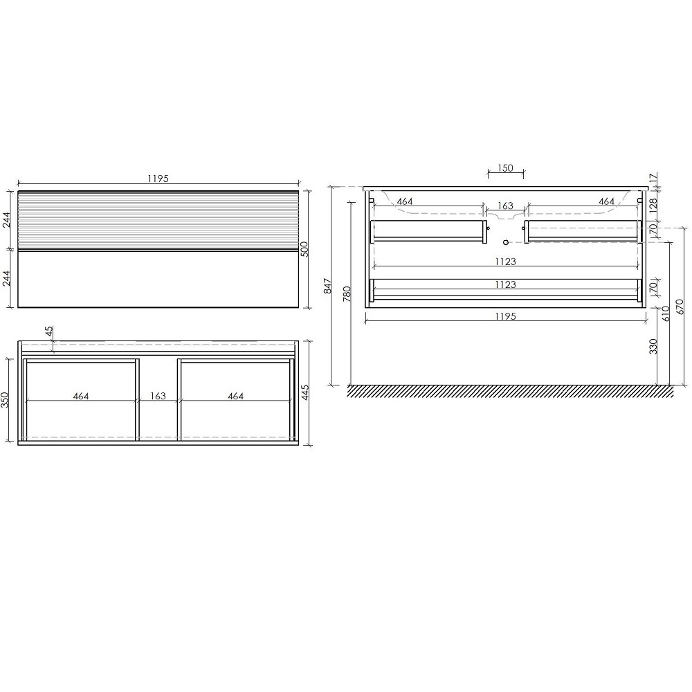 Тумба подвесная Sancos Delta DL120W 119.5х44.5х50 (Дуб светлый/белый)