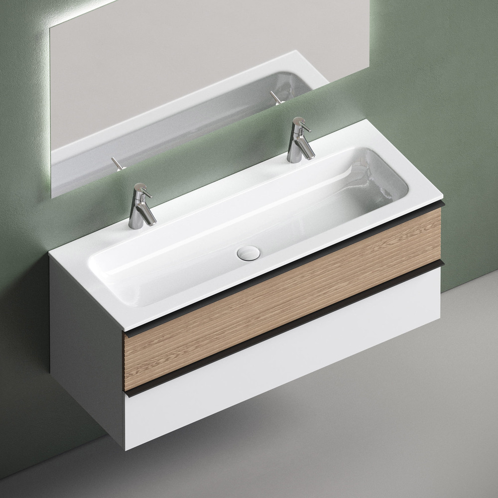 Тумба подвесная Sancos Delta DL120W 119.5х44.5х50 (Дуб светлый/белый)