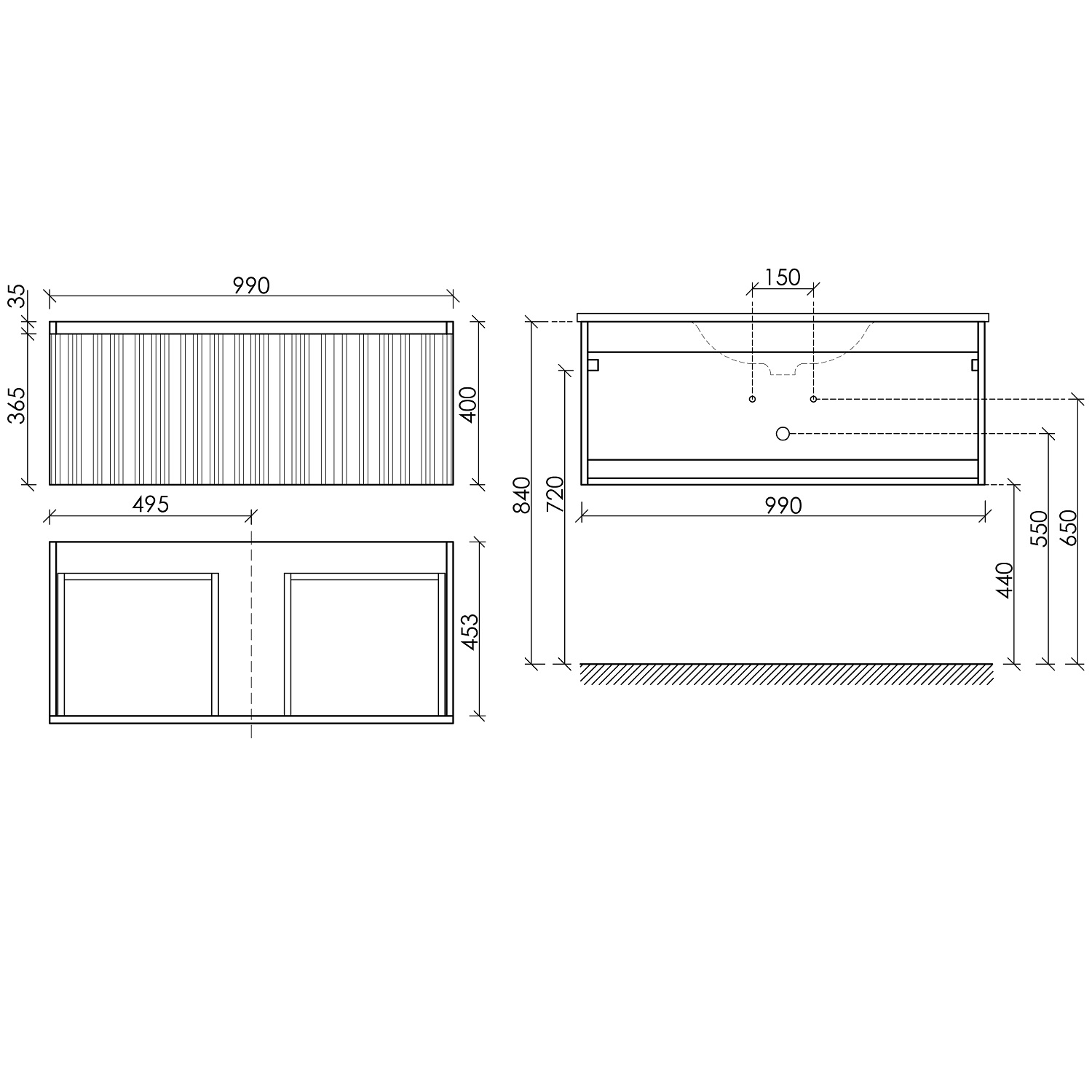 Тумба подвесная Sancos Код (Code) CD100W 99х45.3х40 (белый), с одним ящиком