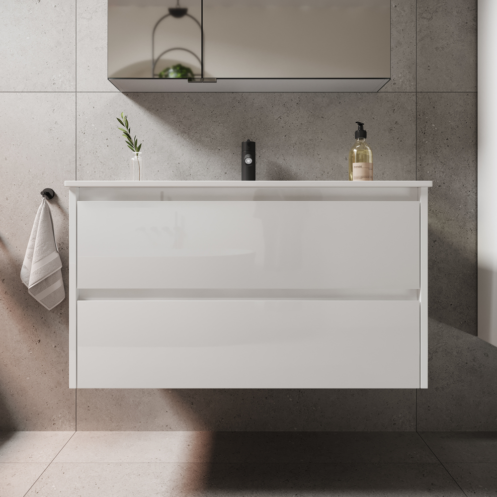 Тумба подвесная Sancos Либра (Libra) LB90W 89х45х50 (белый глянцевый)